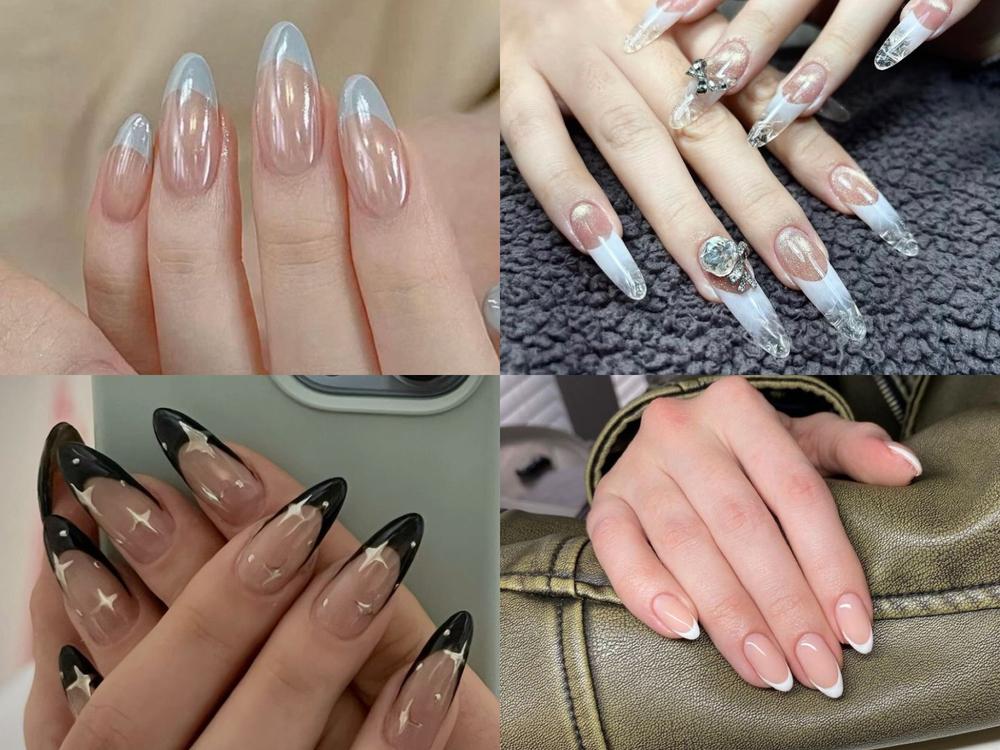 Mẫu nail french đầu móng khá dễ để nàng biến tấu phong cách từ nhẹ nhàng tới lộng lẫy