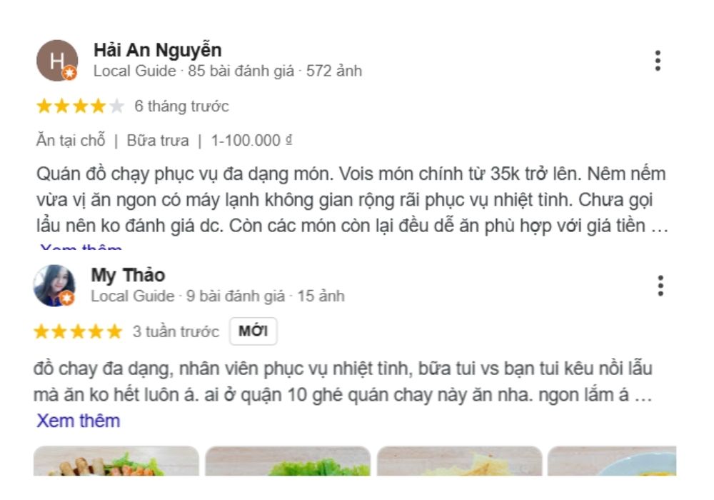 Đánh giá chân thực của khách hàng về nhà hàng chay Sài Gòn Chay Bình An 