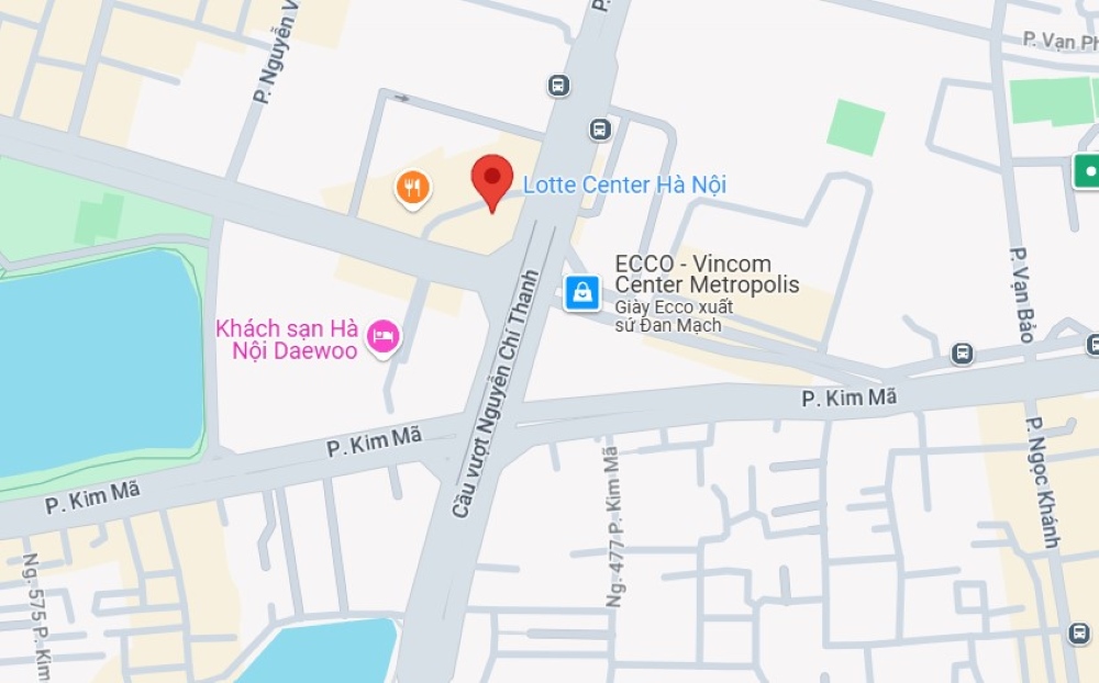 Vị trí của Lotte Center Hà Nội trên Google Maps