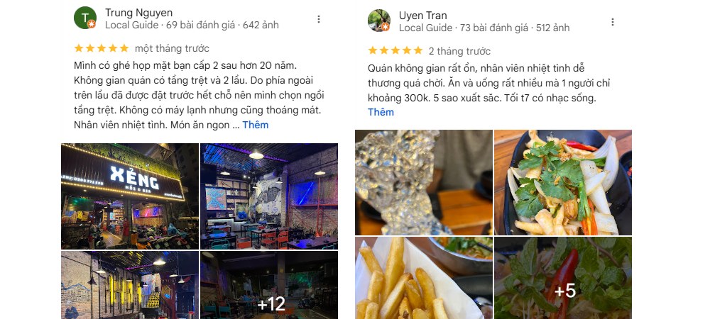 Khách hàng nhận xét quán thoáng, nhân viên thân thiện, món ăn ngon (Ảnh: sưu tầm Internet)