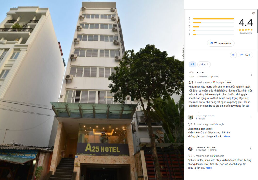 A25 Hotel nhận được nhiều đánh giá tích cực từ khách hàng