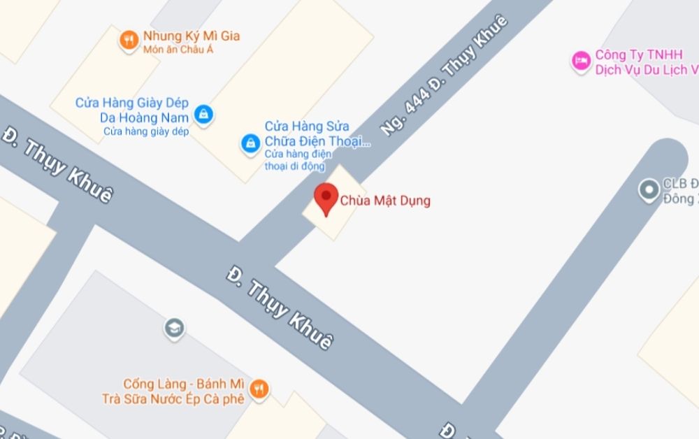 Chùa Mật Dụng trên bản đồ Google 