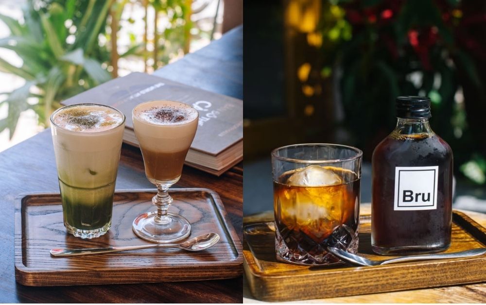 Cafe và matcha latte được đánh giá cao tại Bru Coffee Roastery 