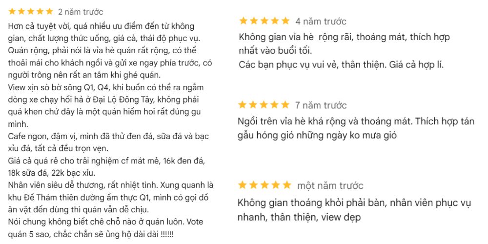 Không gian vỉa hè thoáng mát nhận được nhiều đánh giá tích cực từ khách hàng 