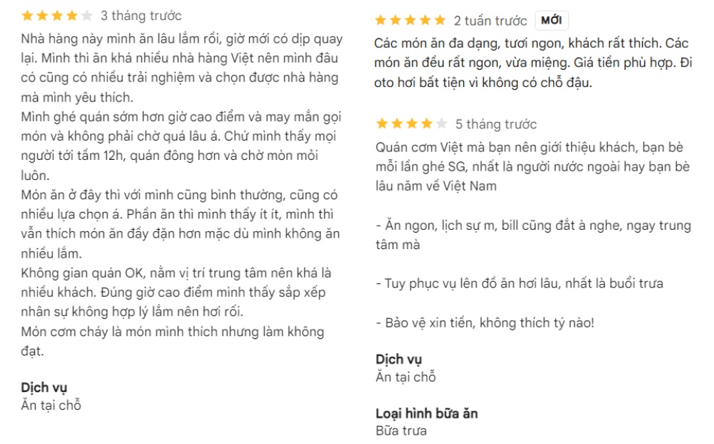 Hầu hết thực khách đều đánh giá món ăn tại Quán Bụi Quận 1 chất lượng, giá cả hợp lý