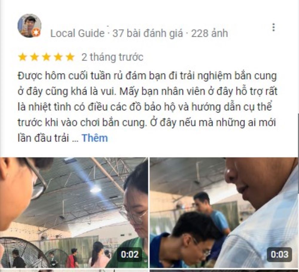 Khách hàng đánh giá trải nghiệm tại câu lạc bộ bắn cung Nhà Văn hóa Thanh niên TP. HCM 