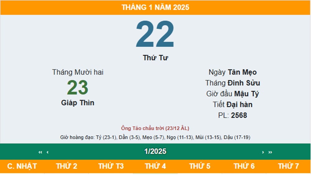 Lễ cúng ông Công ông Táo diễn ra vào ngày 23 tháng Chạp âm lịch 