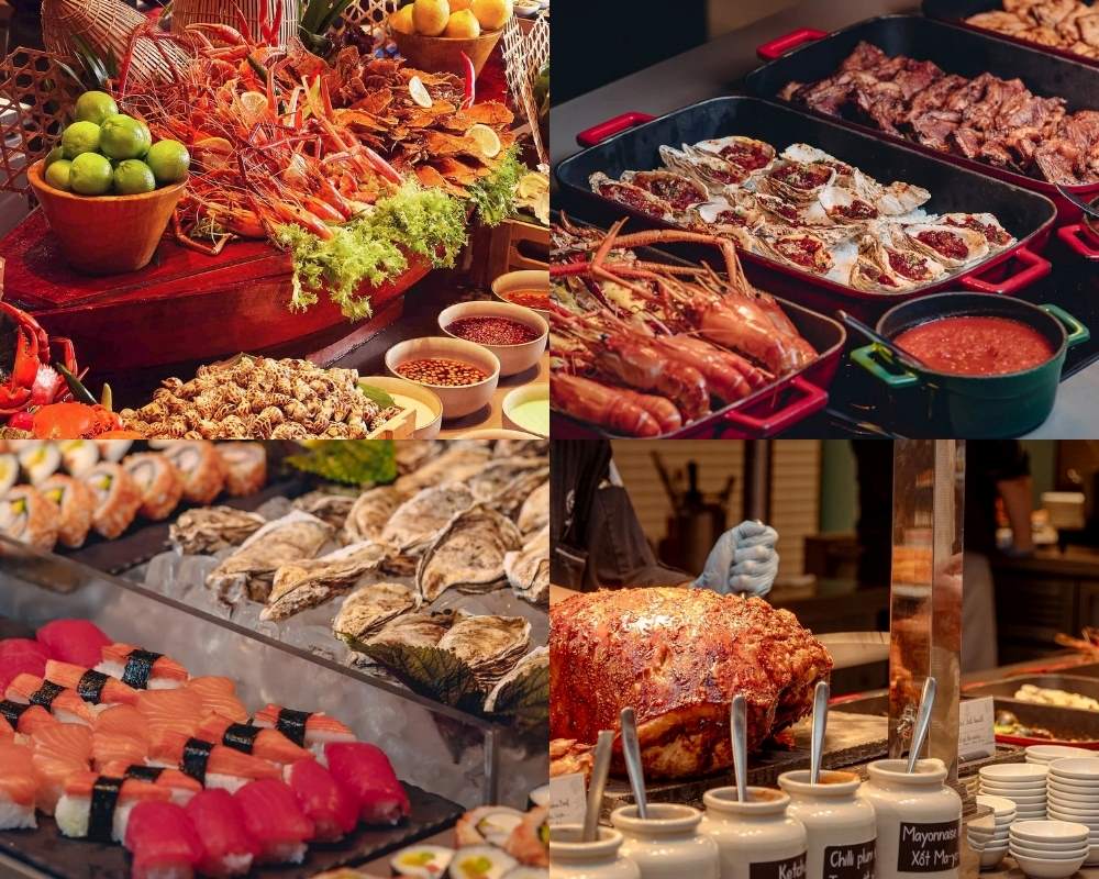 Buffet hải sản của nhà hàng nổi tiếng với hương vị tươi ngon, chế biến tinh tế theo tiêu chuẩn 5 sao