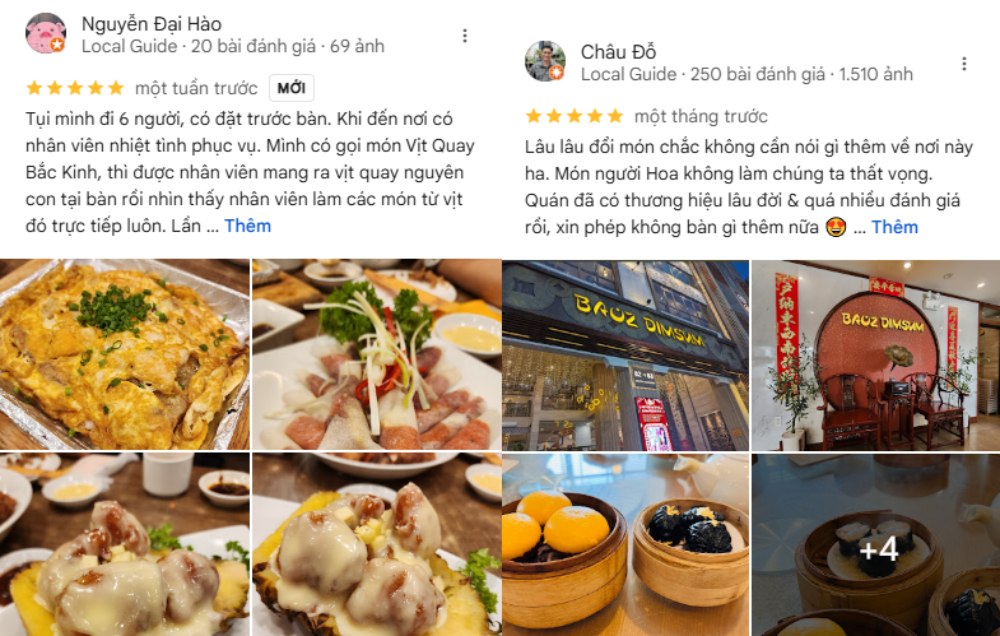 Khách hàng đánh giá cao hương vị chuẩn Trung Hoa và dịch vụ chu đáo (Ảnh: Google maps)