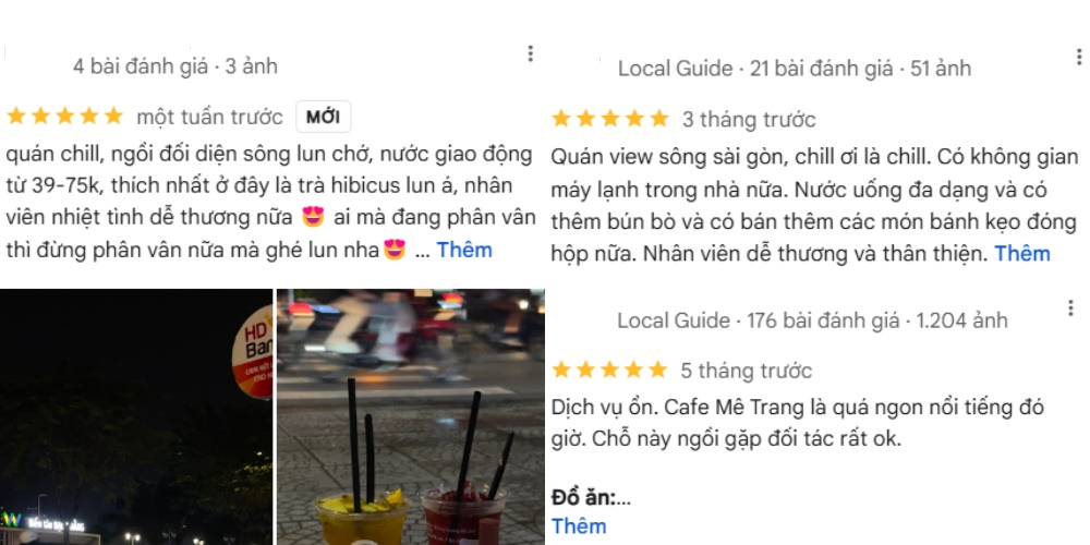 Đánh giá của khách hàng về Mê Trang Coffee