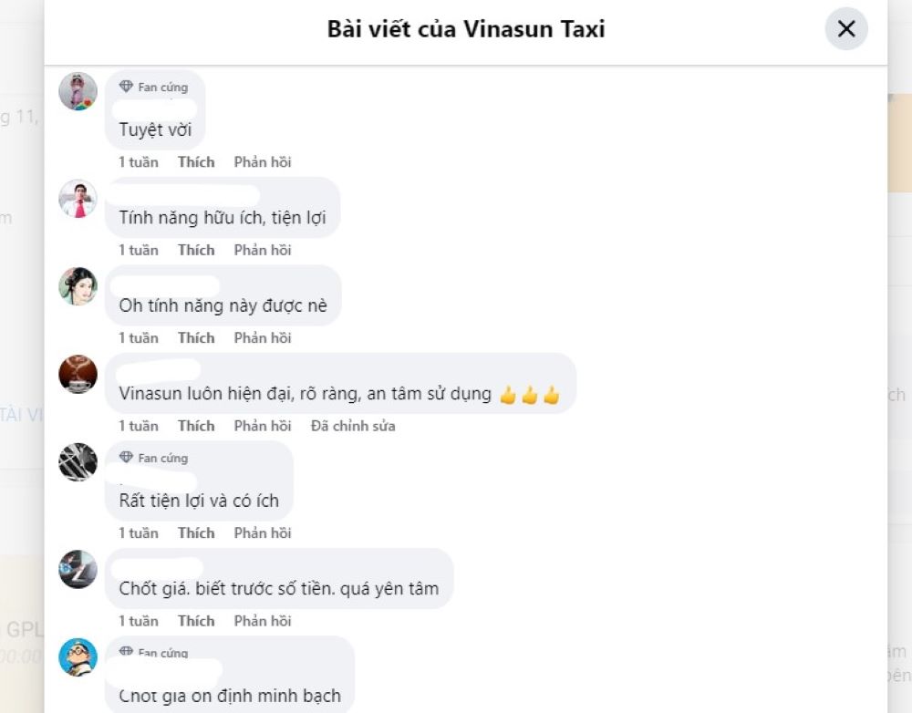 Phản hồi của khách hàng trên Fanpage của hãng