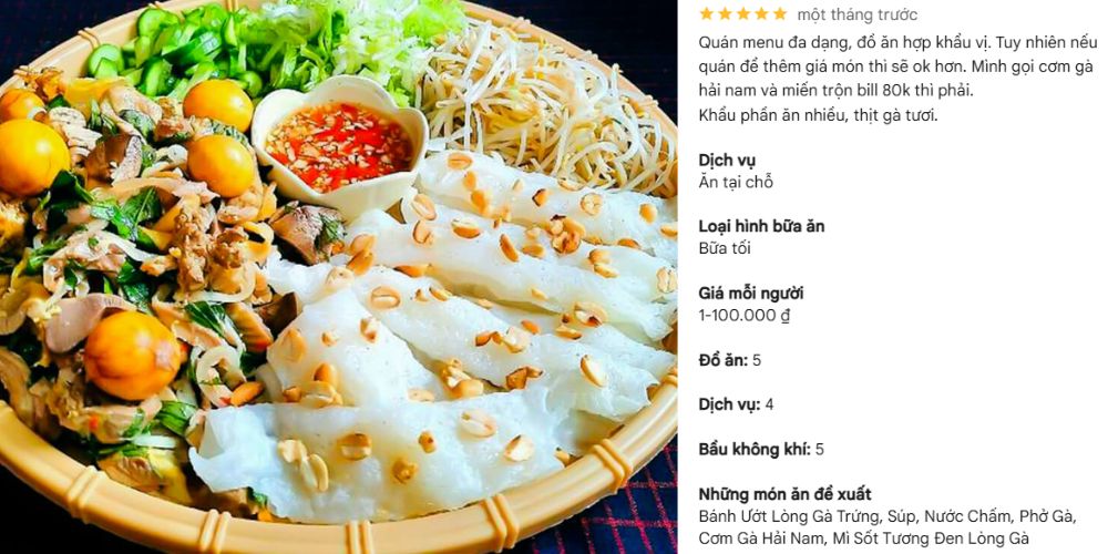 Nhận xét khách hàng về tiệm bánh ướt lòng gà Minh 