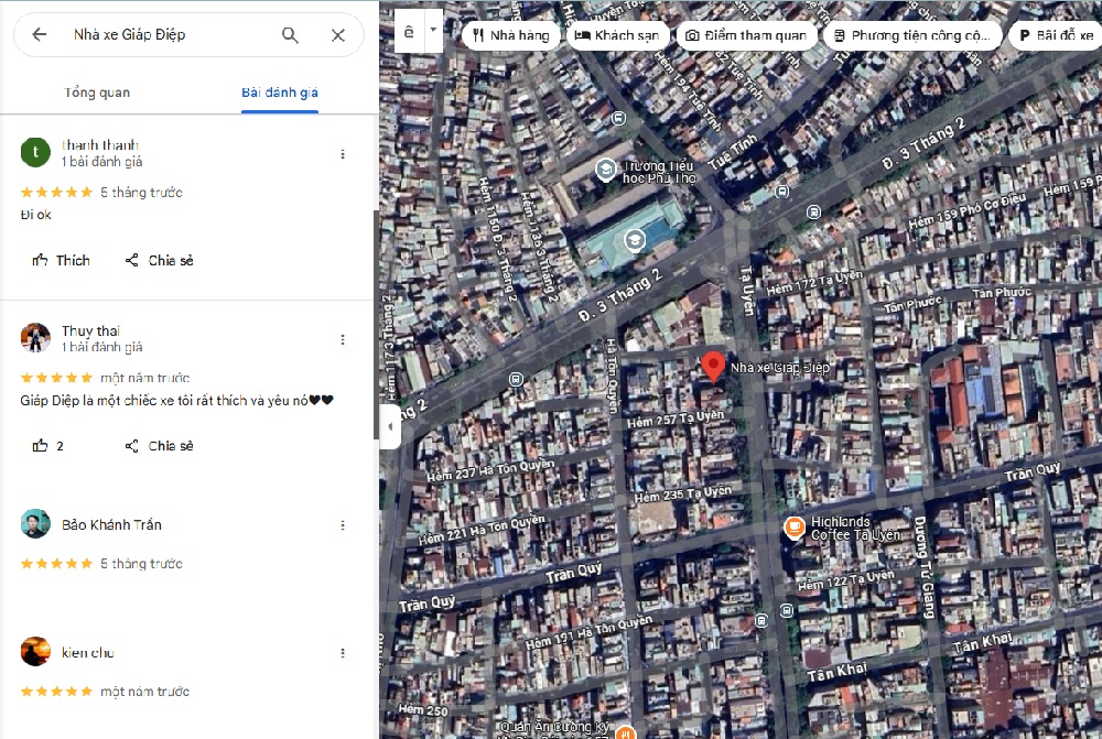 Một số đánh giá của khách hàng trên Google Maps (Ảnh: Google Maps)