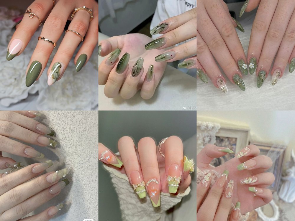 Rất nhiều mẫu nail màu xanh lá phù hợp phong thuỷ mà vẫn nhã nhặn cho bạn lựa chọn