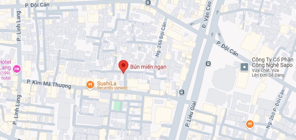 Bún ngan Kim Mã Thượng trên Google Maps