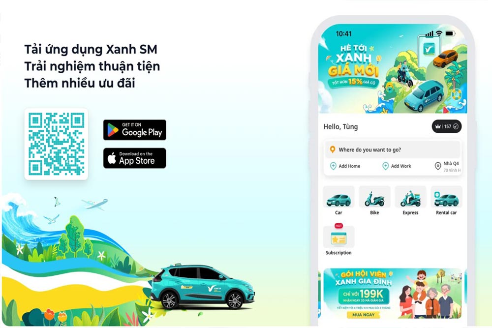 Đặt xe taxi nhanh chóng bằng ứng dụng Xanh SM trên thiết bị di động (Ảnh: Xanh SM)