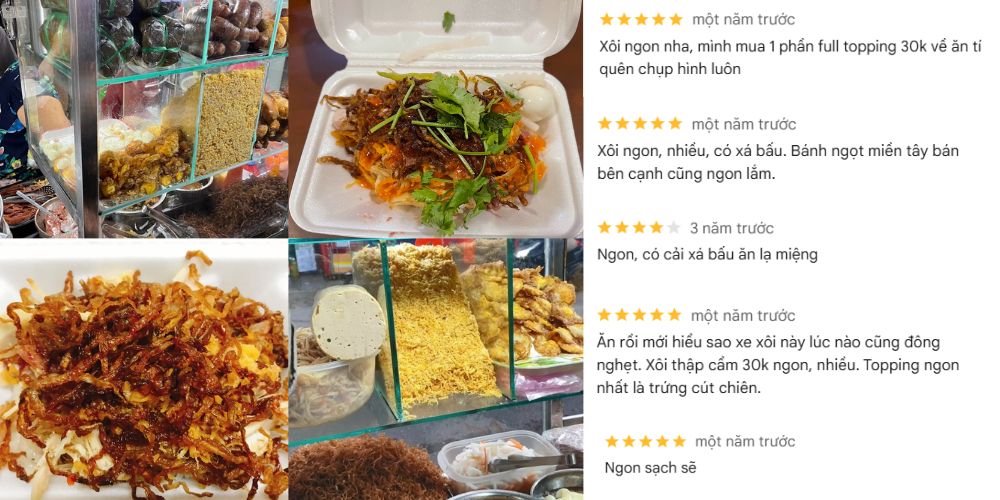 Xôi Tôn Đản được nhiều khách hàng ưa chuộng vì topping ngon miệng 