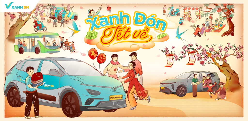 Đặt Xanh SM ngay để đi du xuân, đi chơi Tết này. (Ảnh: Xanh SM)