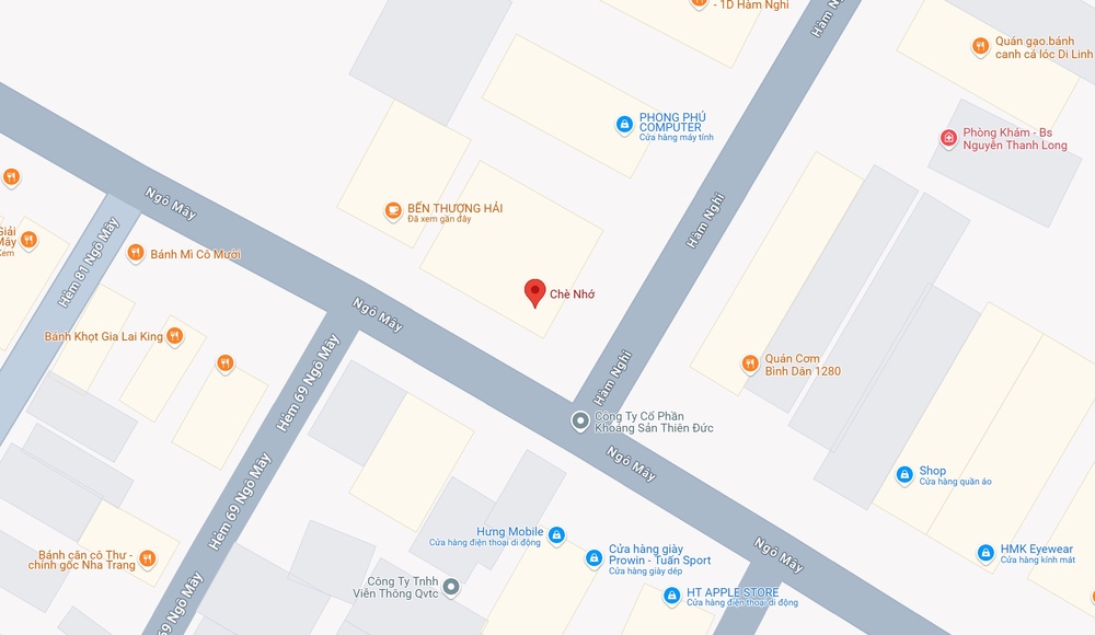 Hình ảnh bản đồ vị trí quán chè Nhớ ( Ảnh: Nguồn Google Map)