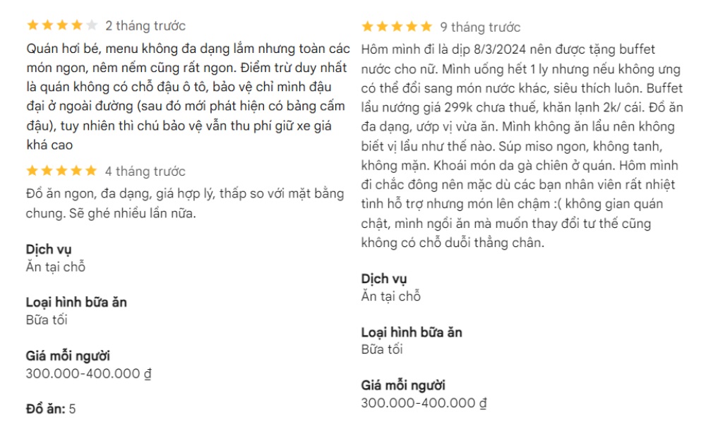 Hầu hết thực khách đều đánh giá cao về chất lượng món ăn và nước chấm của Pachi Pachi