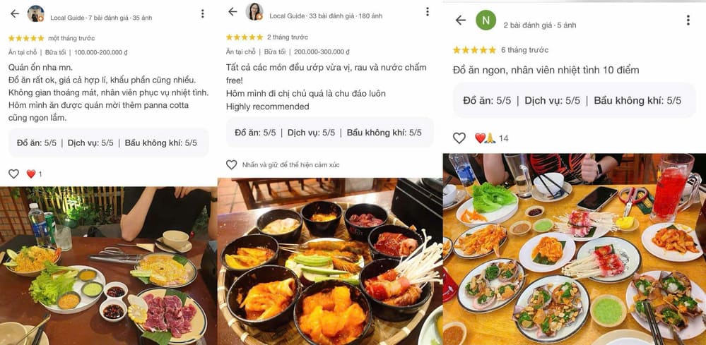 Đánh giá của khách hàng sau khi tận hưởng bữa ăn tại quán (Ảnh: Google maps)