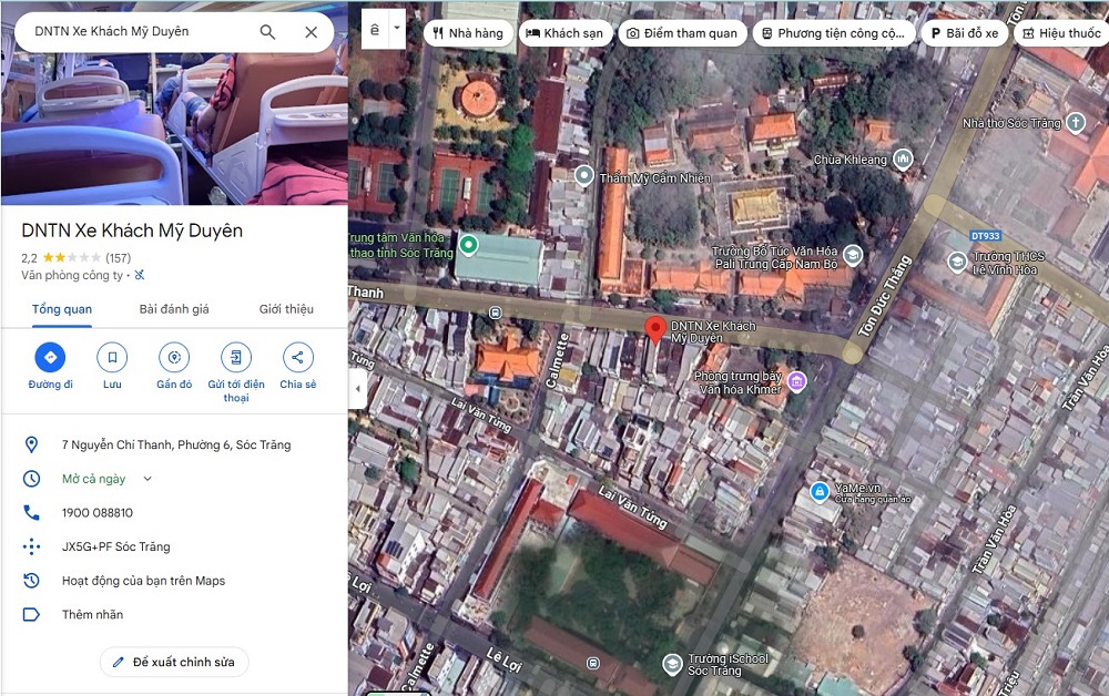 Trụ sở chính của nhà xe Mỹ Duyên tại TP. Hồ Chí Minh (Ảnh: Google Maps)