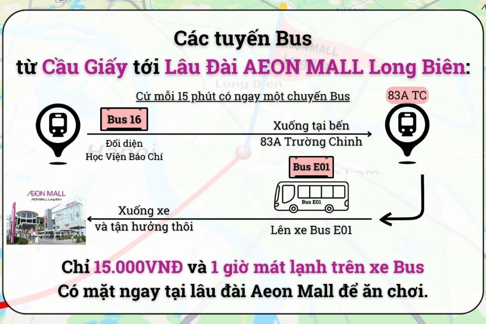 Di chuyển dễ dàng từ Cầu Giấy sang AEON nhờ các tuyến xe buýt công cộng (Ảnh: Sưu tầm Internet)