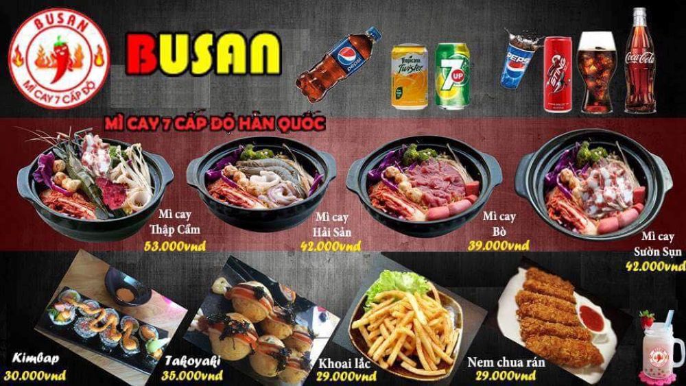 Menu tại quán Mì cay Busan 7 cấp độ, quận Cầu Giấy