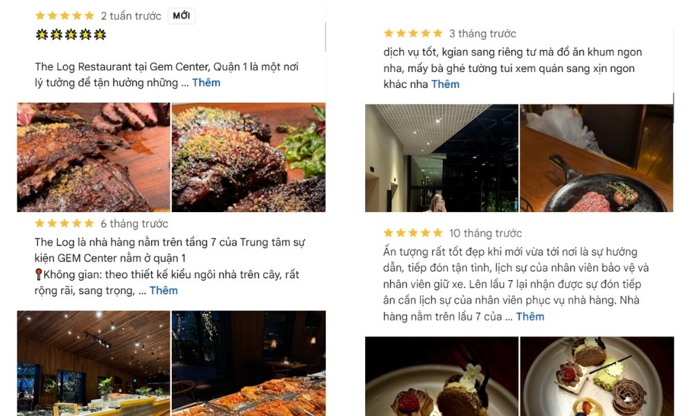 Đánh giá 5 sao của khách hàng dành cho nhà hàng buffet The Log tại thành phố Hồ Chí Minh