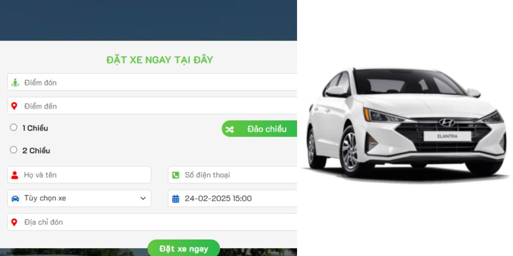 Khách hàng điền thông tin cần thiết trên website để được hỗ trợ đặt xe nhanh chóng 
