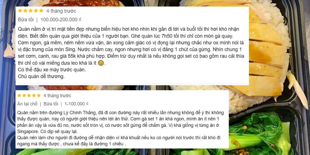 Feedback “siêu chân thật” từ khách hàng với quán cơm gà Singapore 