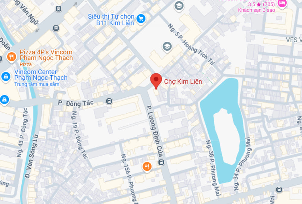 Hình ảnh vị trí chợ Đống Đa Kim Liên trên bản đồ (Ảnh: Google Maps)