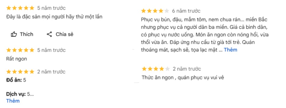 Khách đánh giá cao chất lượng đồ ăn nhưng đôi khi quán phục vụ hơi chậm (Ảnh: Google Maps)