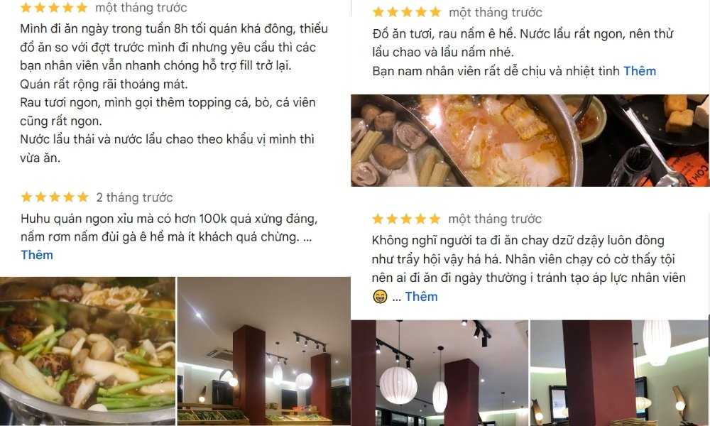 Khách hàng đánh giá quán Vua Rau Buffet Lẩu Rau Nấm Sài Gòn trên Google Maps 