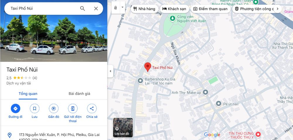 Địa chỉ trụ sở taxi Gia Lai Phố Núi (Ảnh: Google Maps)