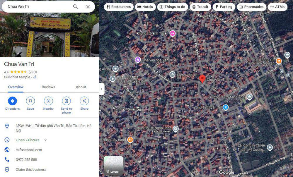 Địa chỉ chùa Văn Trì 