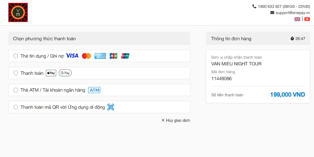 Chọn phương thức thanh toán phù hợp và hoàn tất đặt vé (Ảnh: Sưu tầm Internet)