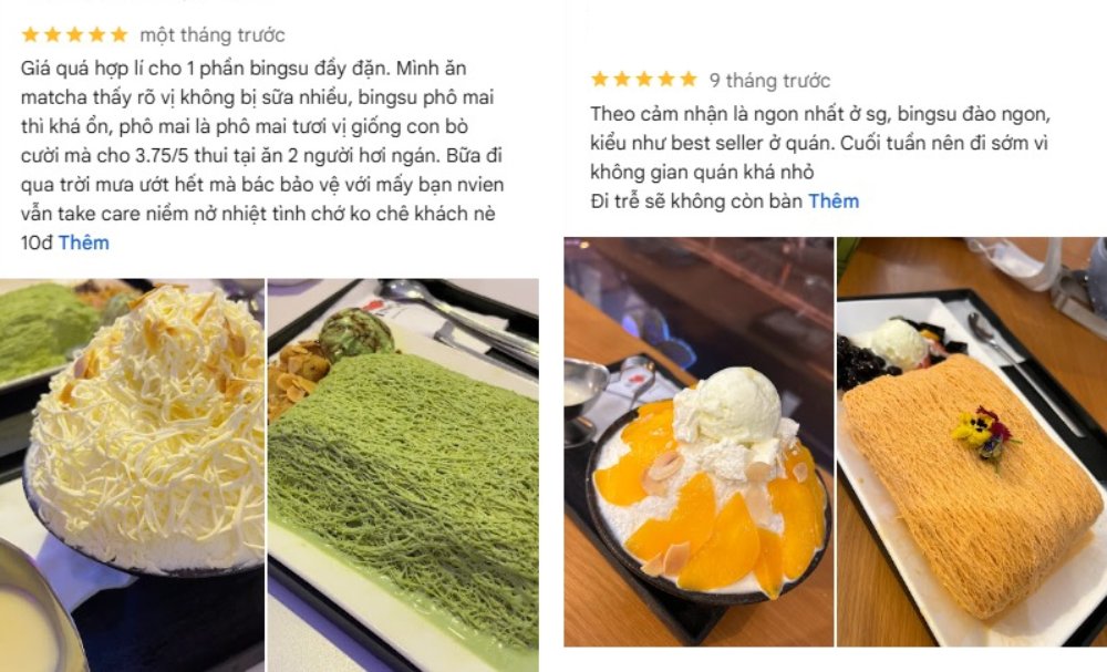 Hương vị bingsu, không gian và cách phục vụ tại quán được khách hàng đánh giá tốt (Ảnh: sưu tầm Internet)