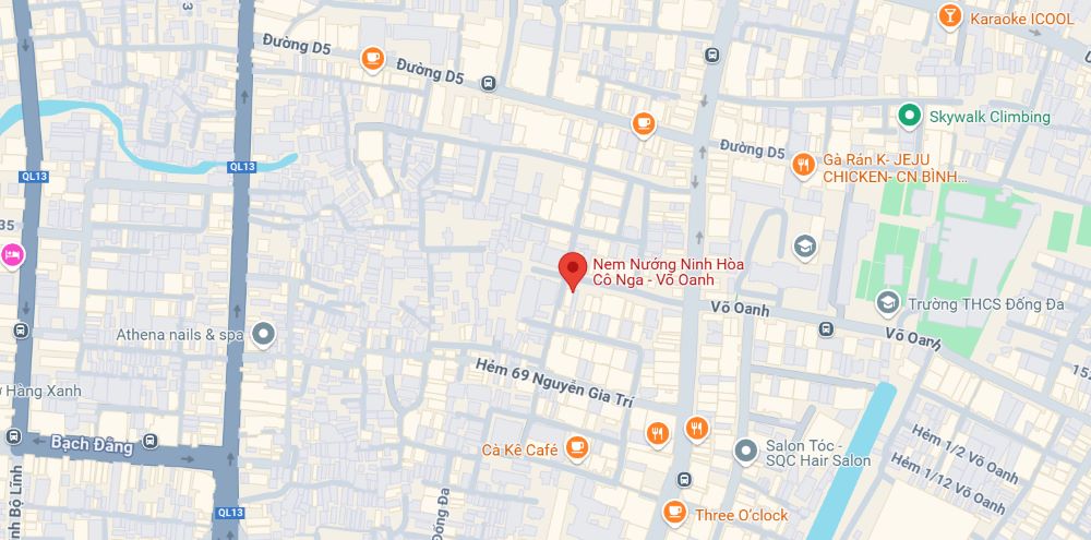 Địa chỉ nem nướng Bình Thạnh cô Nga (Ảnh: Google Maps)