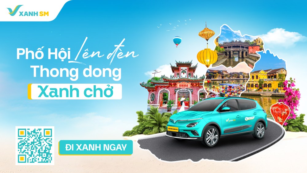 Xanh SM - dịch vụ xe công nghệ giúp bạn di chuyển đến các quán bánh đậu xanh Hội An nhanh chóng, tiện lợi (Ảnh: Xanh SM)