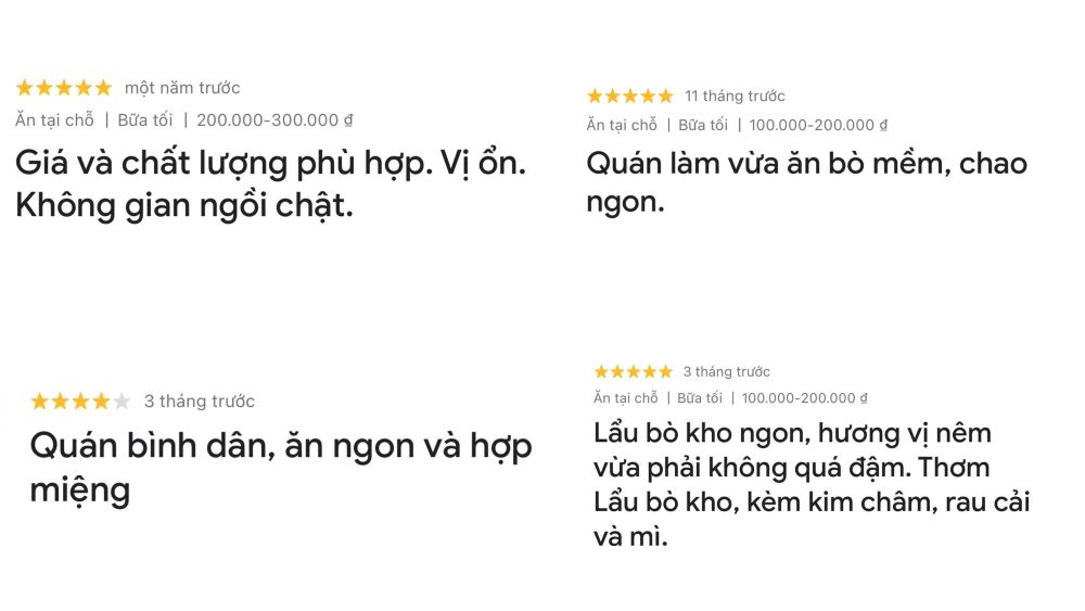 Đánh giá của thực khách khi đến ăn tại quán (Ảnh: Google Maps)