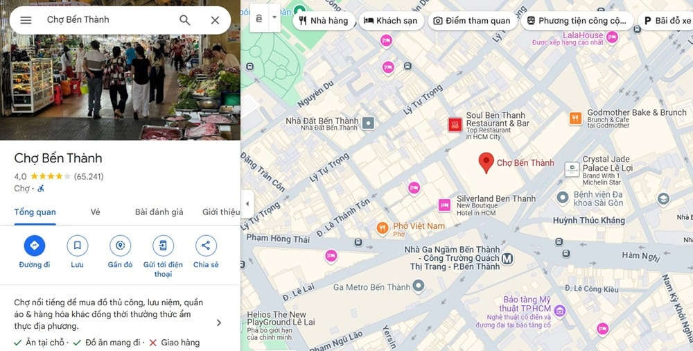 Chợ Bến Thành là điểm đến yêu thích của nhiều người (Ảnh: Google Maps)