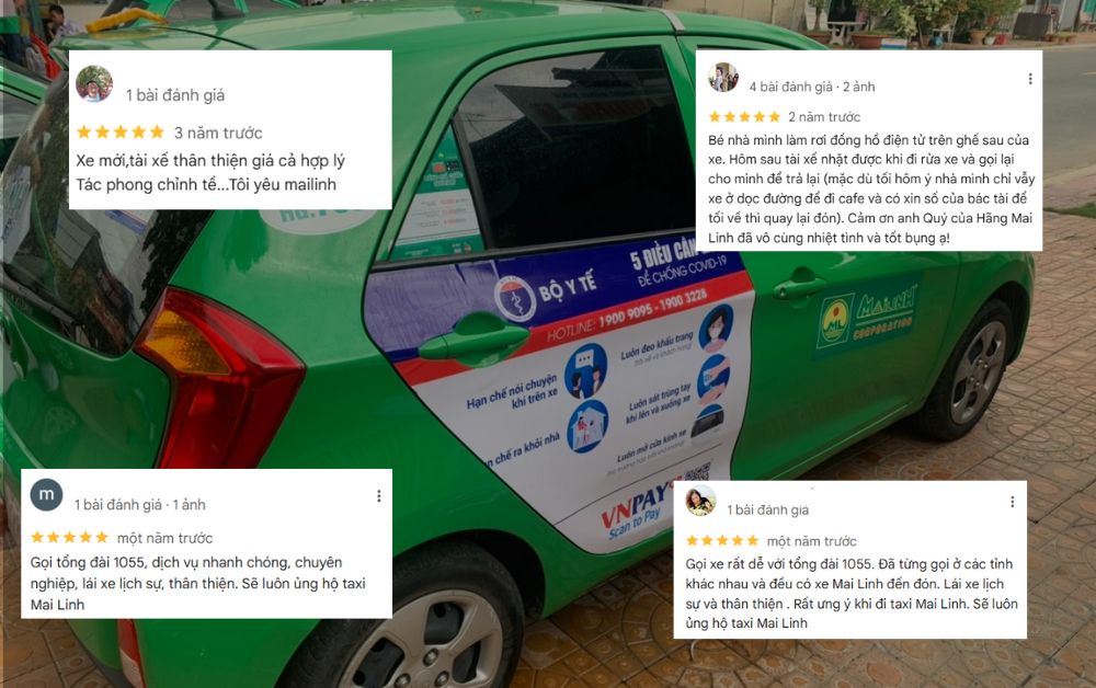 Taxi Mai Linh nhận được đánh giá cao của khách hàng về chất lượng dịch vụ (Ảnh: Google Maps)