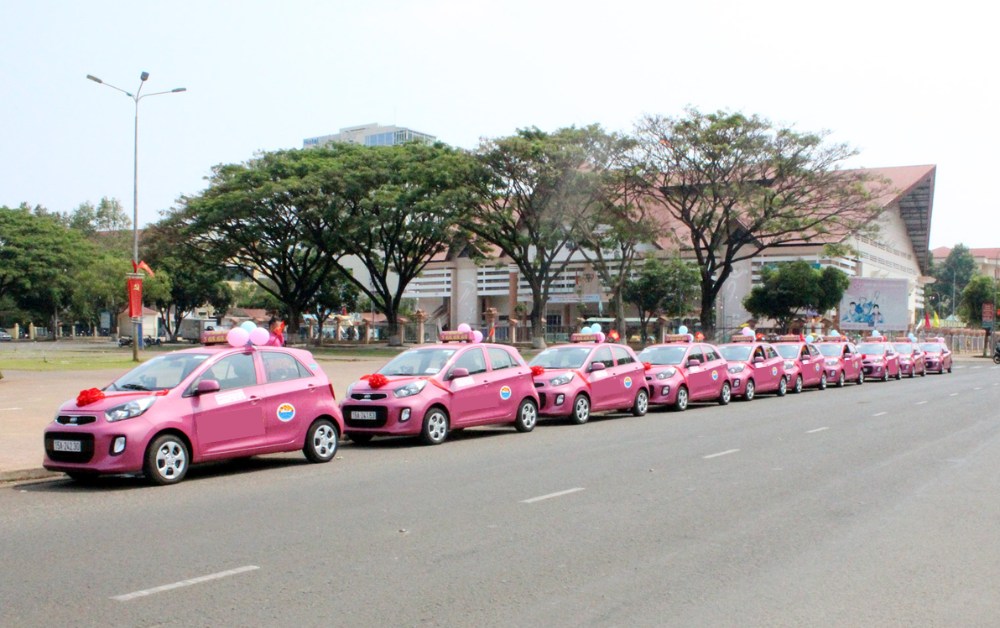 Taxi Hoàng Anh với màu sắc hồng nổi bật (Ảnh: Sưu tầm Internet)