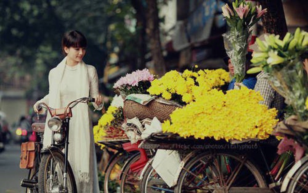 Những bó hoa cúc vàng tươi được gói cẩn thận, sẵn sàng theo chân người bán rong khắp phố (Ảnh: Sưu tầm Internet)