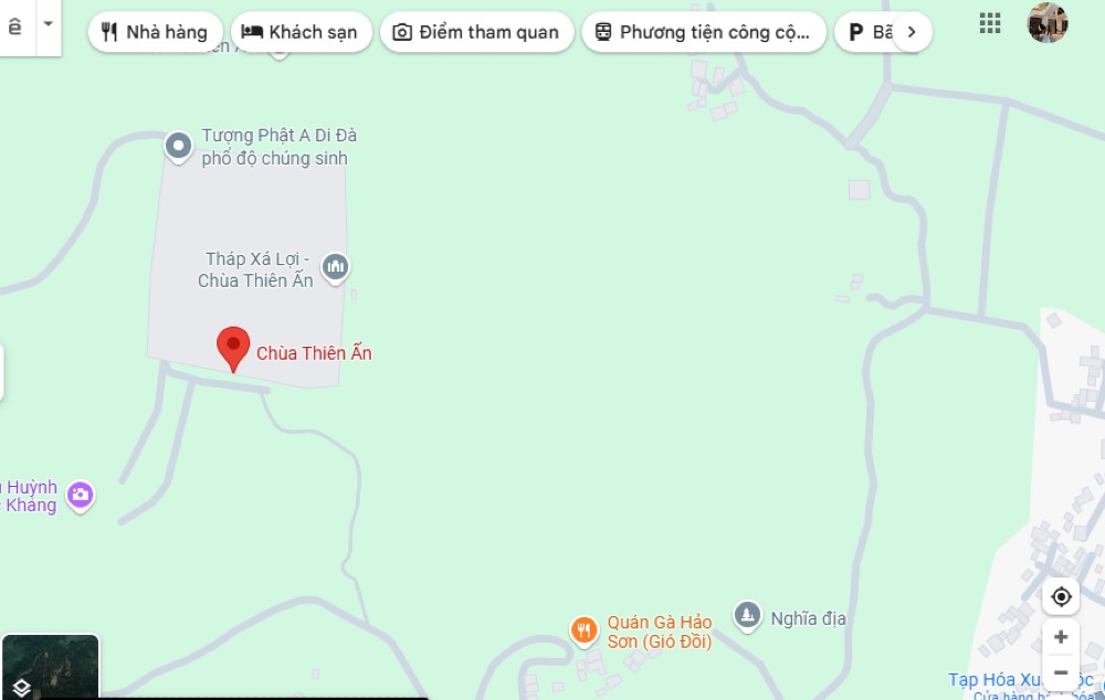 Chùa Thiên Ấn trên bản đồ Google Maps (Ảnh: Google Maps)