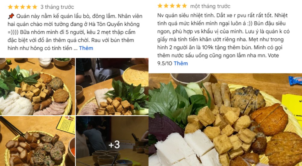 Khách đánh giá cao chất lượng món ăn, không gian quán đẹp (Ảnh: Google Maps)