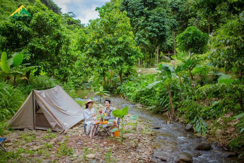 Du khách cắm trại picnic thư giãn hòa mình cùng thiên nhiên bên dòng suối (Ảnh: Sưu tầm internet)