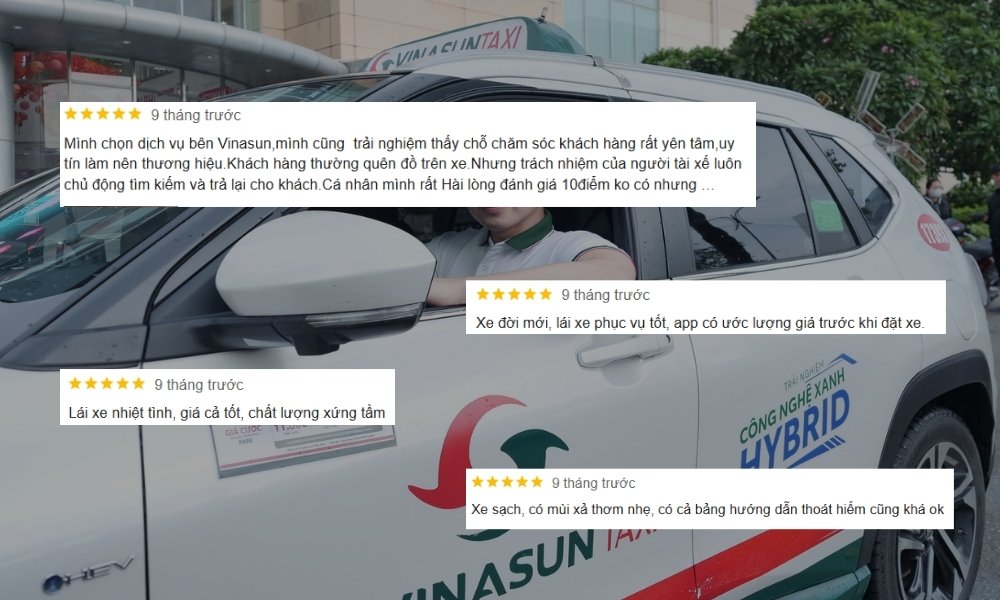 Taxi Vinasun nhận được nhiều đánh giá tích cực từ hành khách đã trải nghiệm dịch vụ của hãng