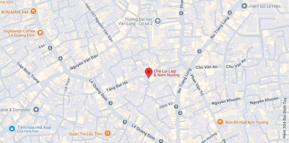 Địa chỉ Chả lụi Lagi & Nem nướng trên bản đồ điện tử (Ảnh: Google Maps)